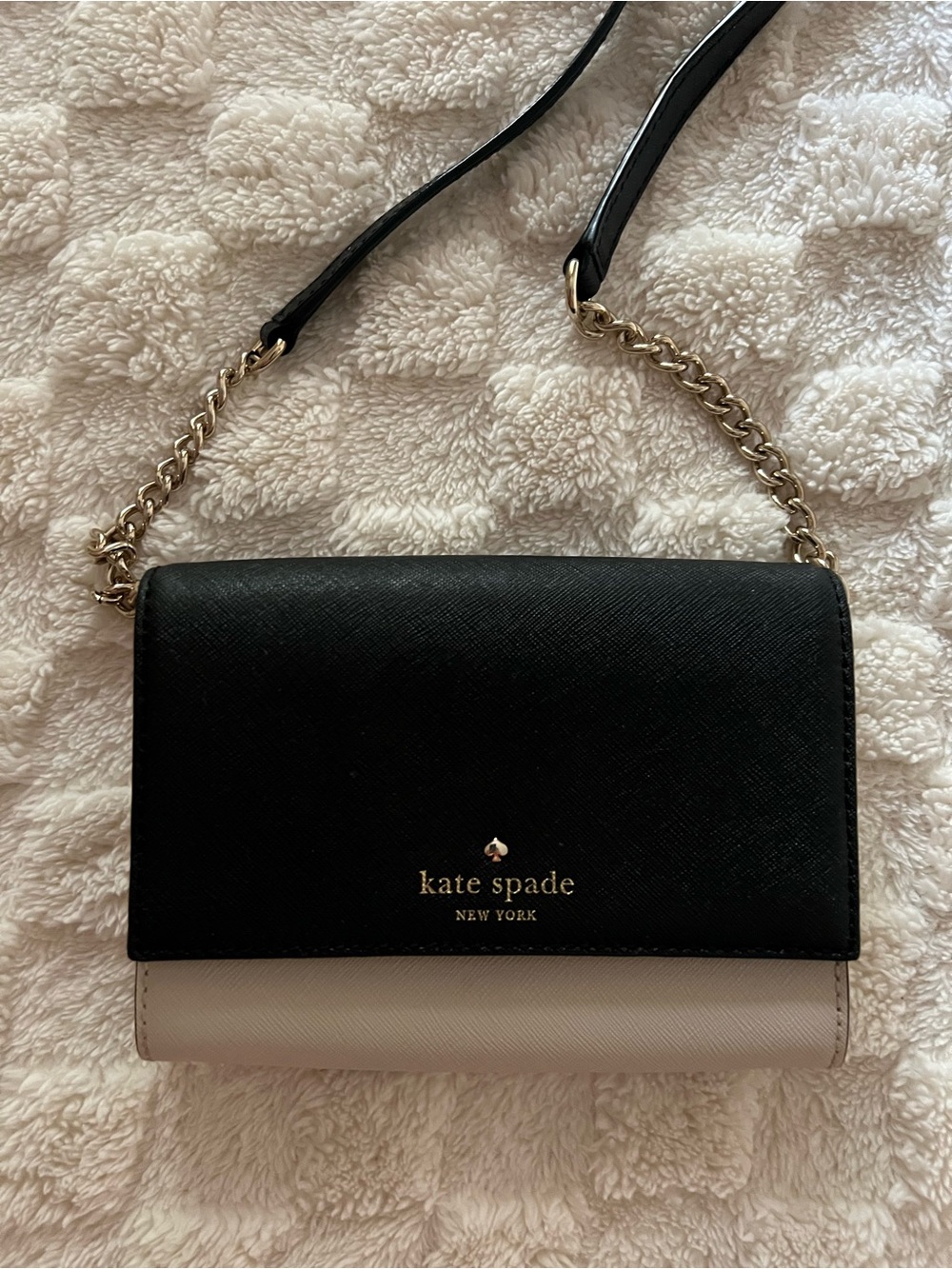 kate spade Two-Tone Black and Cream Crossbody with Gold Chain